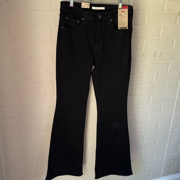 Levi's 726 Flare Jeans Black denim stretch 29 waist 32 inseam high rise NEW - Picture 2 of 6